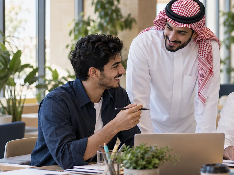 تبادل الأفكار — قص مختلف من صورة التعاون المولدة